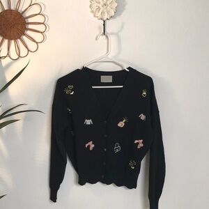 Tiffany Ann Black Embroidered Women's Sweater